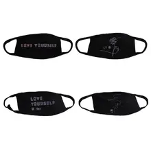 1 шт., женская, мужская, унисекс, Kpop, с буквенным принтом, хлопковая, половина лица, маска для рта, Анти-пыль, респиратор, рот-Муфельная, для любителей поддержки