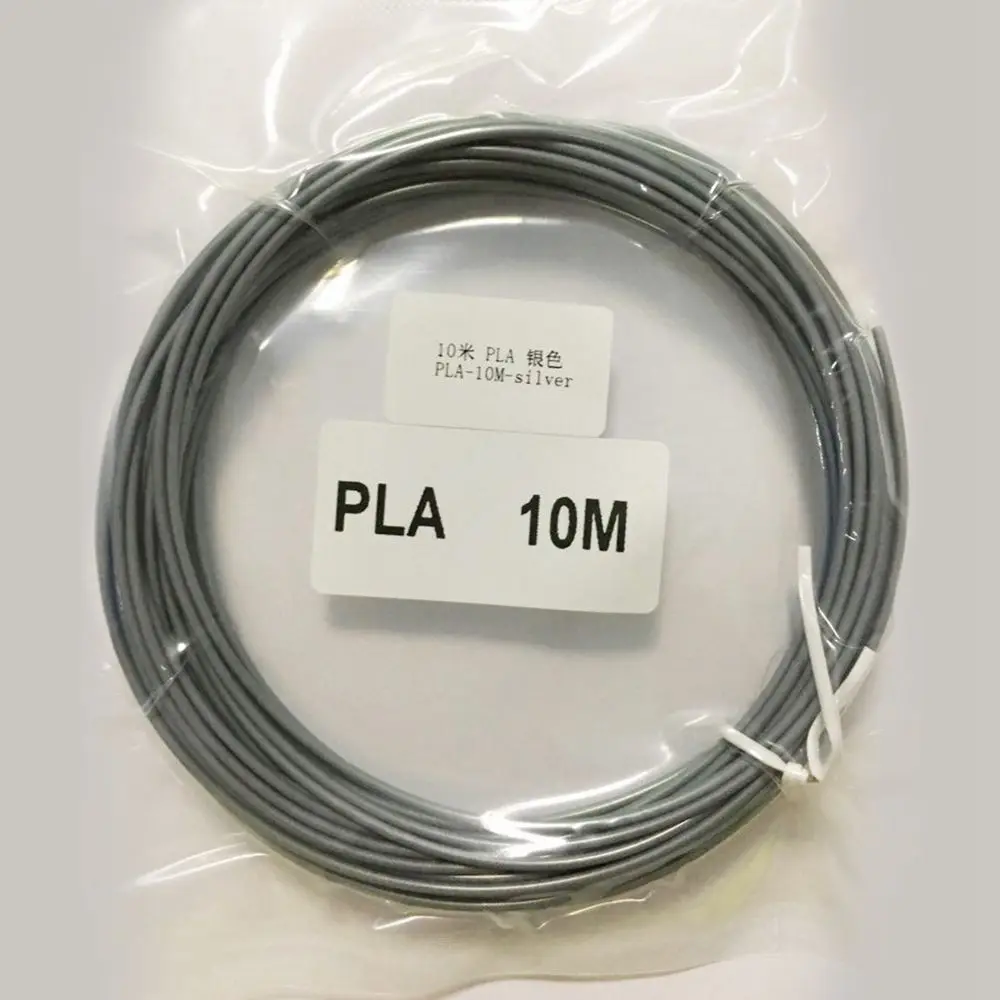 silver Нить для 3d принтера, 10 метров, PLA 1,75, подарок на день рождения, нить для 3D ручки, пластиковая PLA нить для 3D печати, ручка для рисования - Цвет: silver