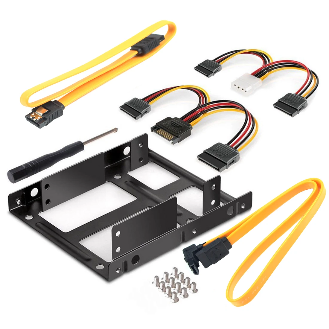 XT-XINTE 2,5 a Dual de 3,5 pulgadas disco duro de soporte de Metal adaptador soporte para disco duro con doble SATA y Cable de alimentación de escritorio