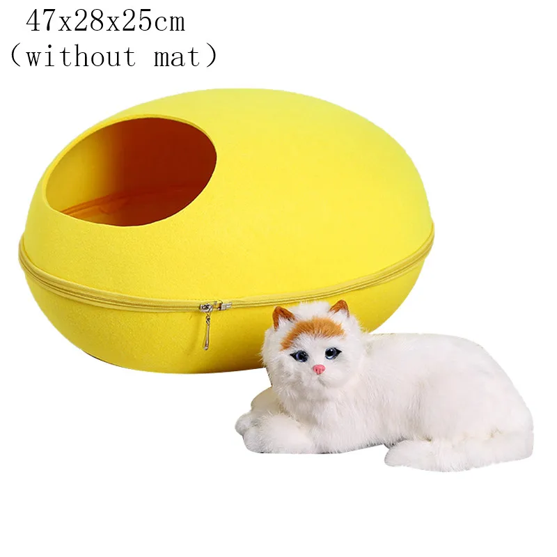 yellow Домик для кошек, гнездо на молнии, съемная подушка, коврик для собак в форме яйца, собачий питомник, кровать для кошек, войлочная ткань для кошек, пещерный спальный коврик, кровать для домашних животных - Цвет: yellow