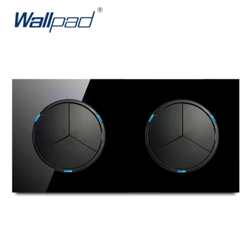 

2020 Wallpad 6 Gang 2 Way Random Click Push Button Wall Light Switch With LED Indicator Crystal Glass Panel 16A