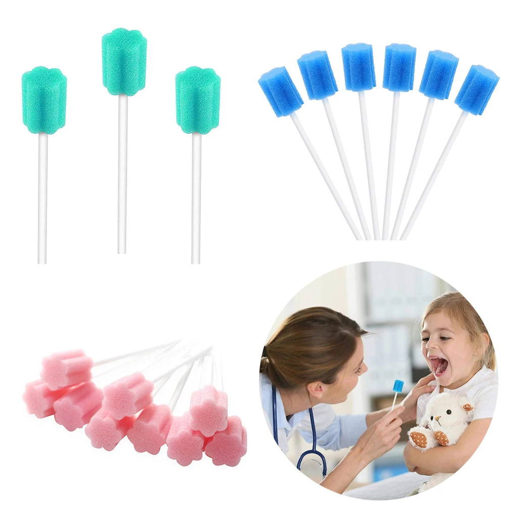 100 Pz Monouso Cura Orale Spugna Tampone Pulizia Dei Denti Tamponi Bocca Schiuma Espettore Spugna Stick Per Uso Medico Orale Cura Orale