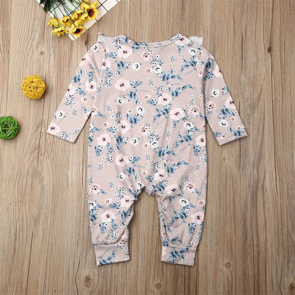 Emmaaby/комбинезон с оборками и цветочным рисунком для новорожденных девочек, боди/платье одежда наряд