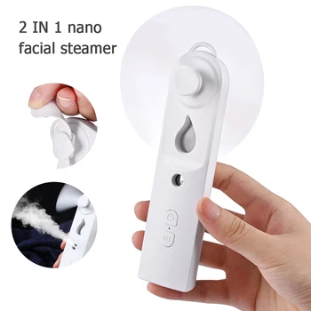 

Mini USB Rechargable New Design Fan Face Humidificadores Two-In-One Nano Spray Moisturizer Vaporizador Portatil Spray Device