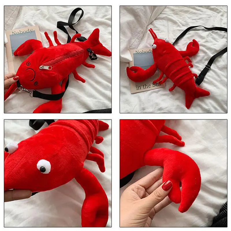 LJT Crayfish маленькая сумка Корейская женская индивидуальность забавная плюшевая нагрудная сумка для девочек Милая дорожная сумка через плечо bolso mujer