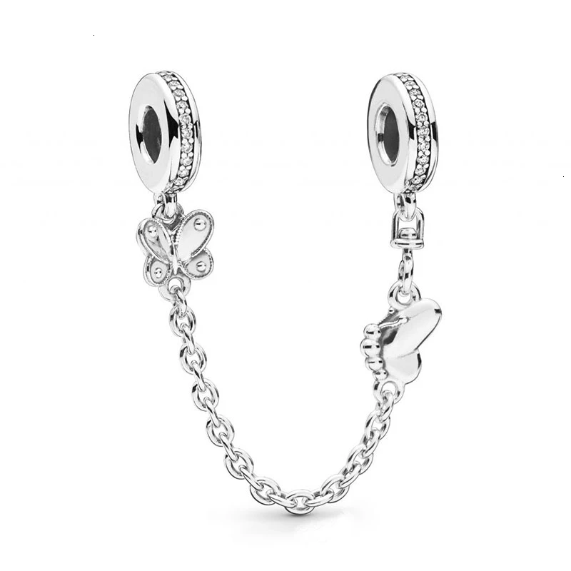 SC310 925 пробы серебряные декоративные бабочки дуги любви корона о безопасности цепи подходят талисманы Pandora Браслеты для женщин ювелирные изделия DIY - Цвет: SC310