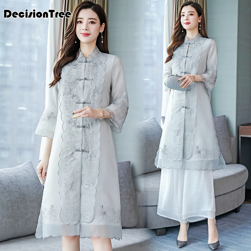 Поступление aodai вьетнамское платье Ципао для женщин традиционная одежда ao dai Комплект топ+ брюки длиной до колена восточное платье для женщин