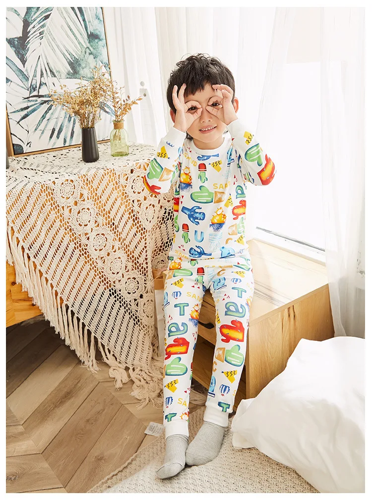 Korean-style Boys' Pajama Autumn& Winter New Style Pure Cotton CHILDREN'S Underwear Suit Children Tracksuit Childrenswear