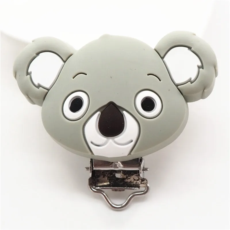 Grey Chenkai 50 шт. силиконовые зажимы Koala DIY Детский Прорезыватель кольцо для соски держатель цепи пустышка для младенца ювелирные изделия игрушки клипсы BPA бесплатно - Цвет: Grey