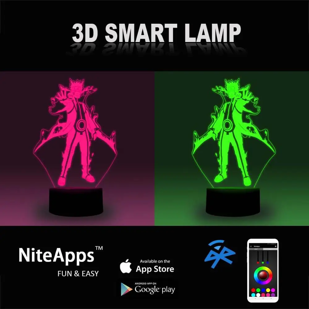 NiteApps 3D Uzumaki Наруто ночник настольная Иллюзия украшение лампа подарок на день рождения приложение/сенсорный контроль
