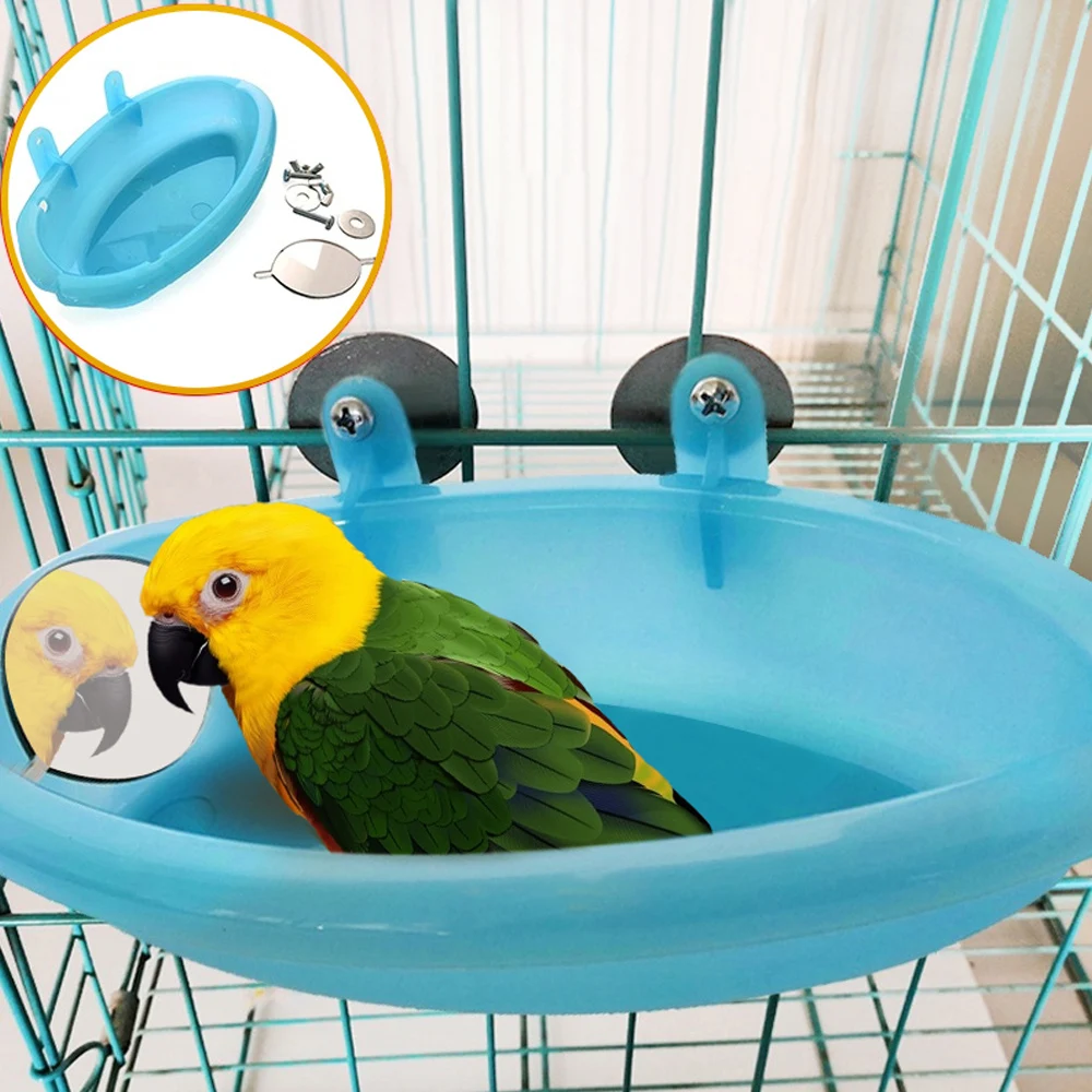 Parrot Bathtub With Mirror font b Pet b font Cage Accessories Bird Mirror Bath Shower Box