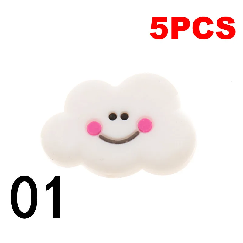 Cloud-01 White Fkisbox 5pc Rodent Silicone Unicorn Baby Teether Beads Flower Mordedor BPA Free Infant Chewing Teething Necklace Bunny Cloud Fox - Цвет: Cloud-01 White