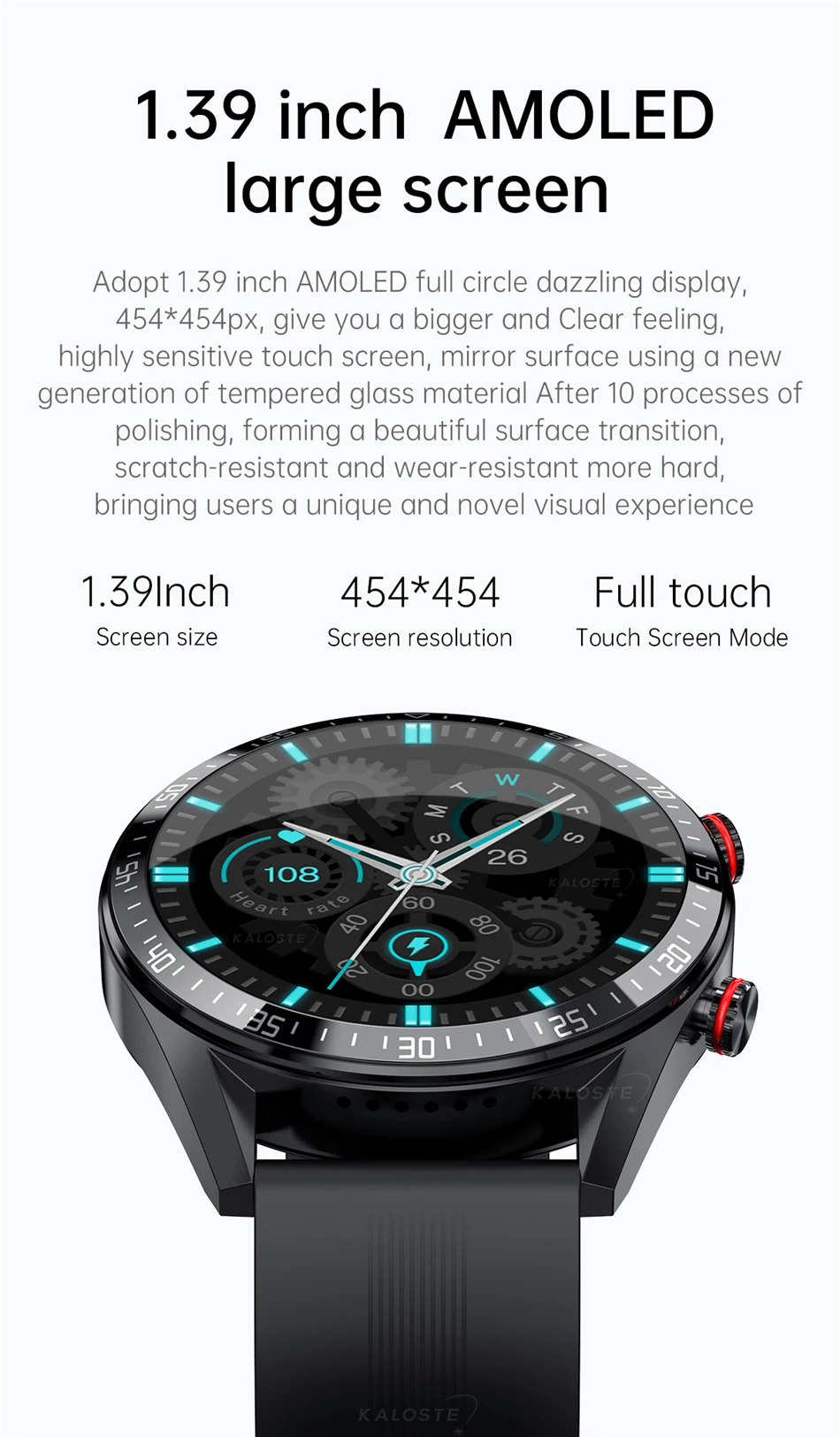 SACOSDING Smart Watch Men 454*454 AMOLED Screen Always Display The Time Bluetooth Call Local Music Smartwatch For Huawei Xiaomi