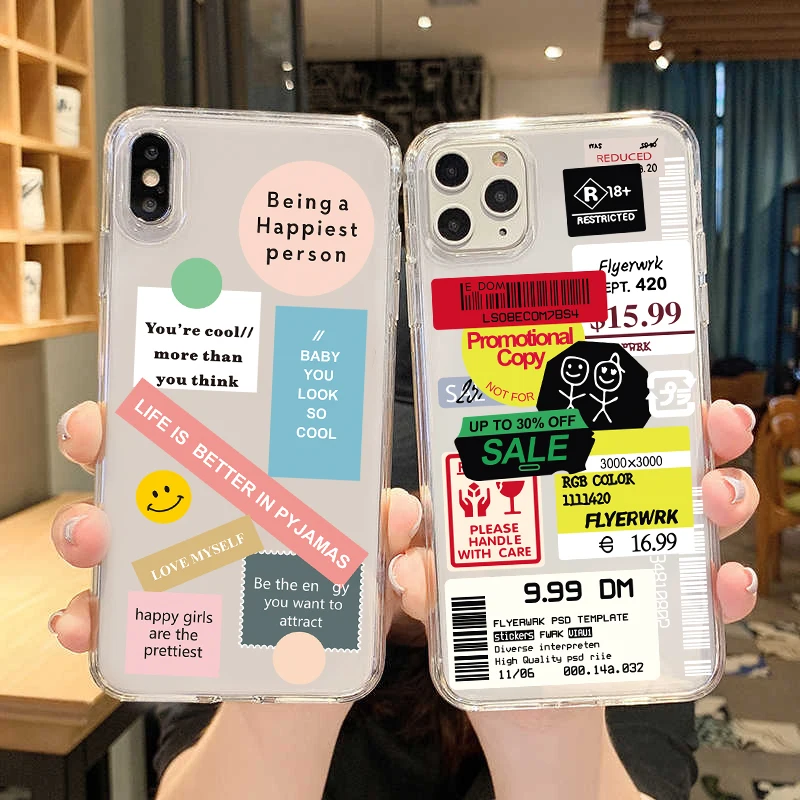 Retro Bar Code Label Phone Case For iPhone 12 Mini 11 Pro XS Max X XS XR 7 8 Plus Soft Cover Case For iPhone 12Pro 11Pro SE 2020