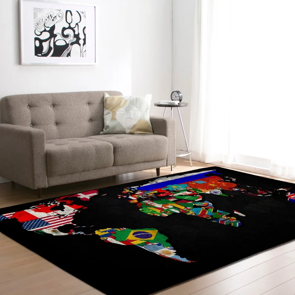Nordic Large Living Room Carpets Soft Flannel America National Flag Tea Table Area Rugs Kids Crawling Play Mat Rug and Carpet |