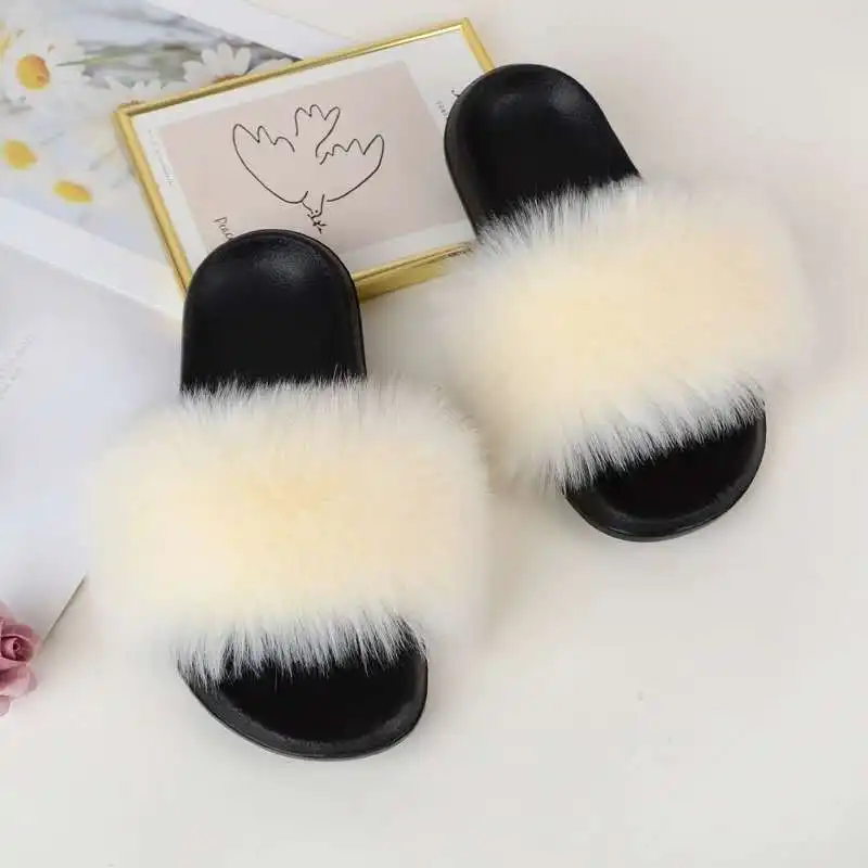 

New Style Women Hairy Slippers Fashion Non-slip Ladies Slippers Slip on Shallow Basic Women Winter Flat Slippers