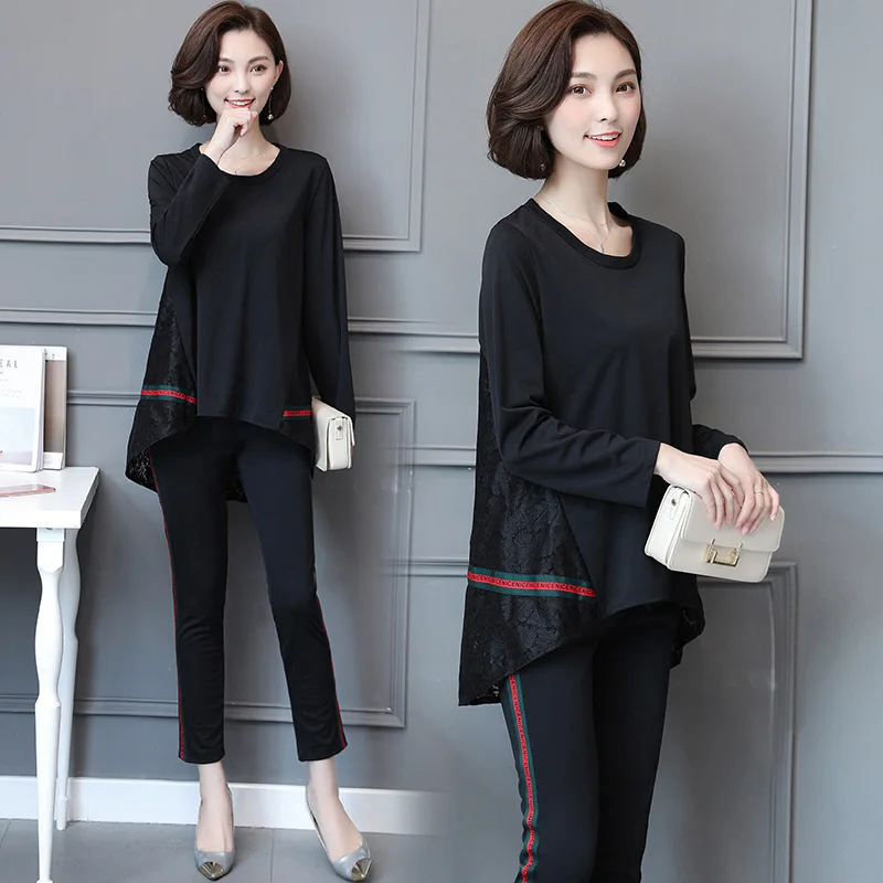 

Large Size Set Female Spring-Style Fashion 2018 New Style Korean-style Large GIRL'S Autumn Clothing WOMEN'S Dress Elegant Two-Pi