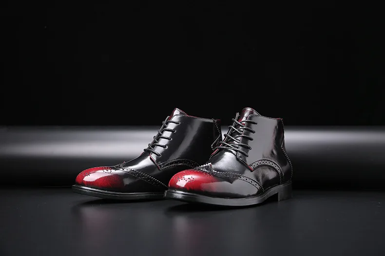 Size38-48 кожаные ботинки с резным узором ковбойские ботинки высококачественные повседневные ботинки оксфорды на шнуровке Мужские ботинки в байкерском стиле