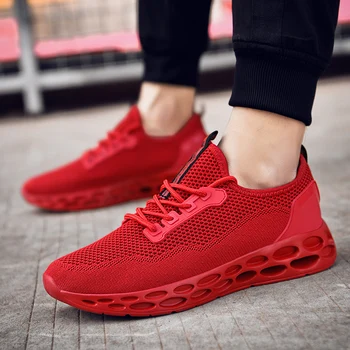

Coslony Men's Shoes Sneakers Fashion Casual Mesh Breathabl Super Running Sport Shoe Red Blue Footwear Male Youth trainers men