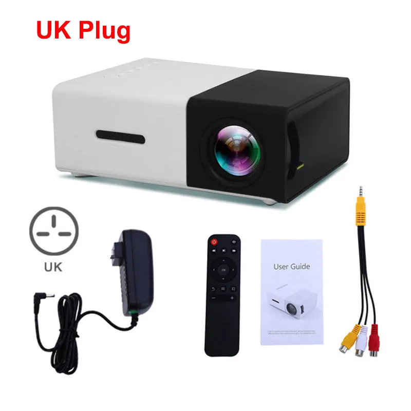 Black UK Plug Salange YG300 проектор мини lcd светодиодный проектор 400-600 люмен 320x240 пикселей лучший видео проектор для детей - Цвет: Black UK Plug
