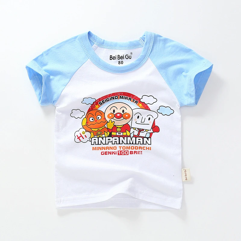 Anpanman 9 Летние Новые Детские's Anpanman футболки одежда для малышей хлопковые носки для мальчиков и девочек, хлеб футболка Superman дети Повседневное топы с короткими рукавами - Цвет: Anpanman 9