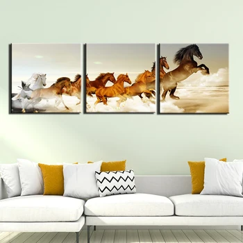 

3 Pieces Canvas Painting Animal Horse Posters Modern Home Wall Decor Canvas Art HD Print Wall Pictures For Child Bedroom