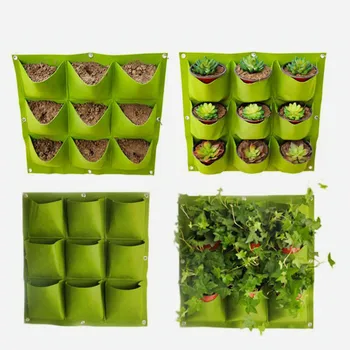 

9-36 Pockets Wall Hanging Planting Bags Plant Grow Bags Vertical Wall Garden Planter Wall-mounted Felt Plant Pockets For Flowers