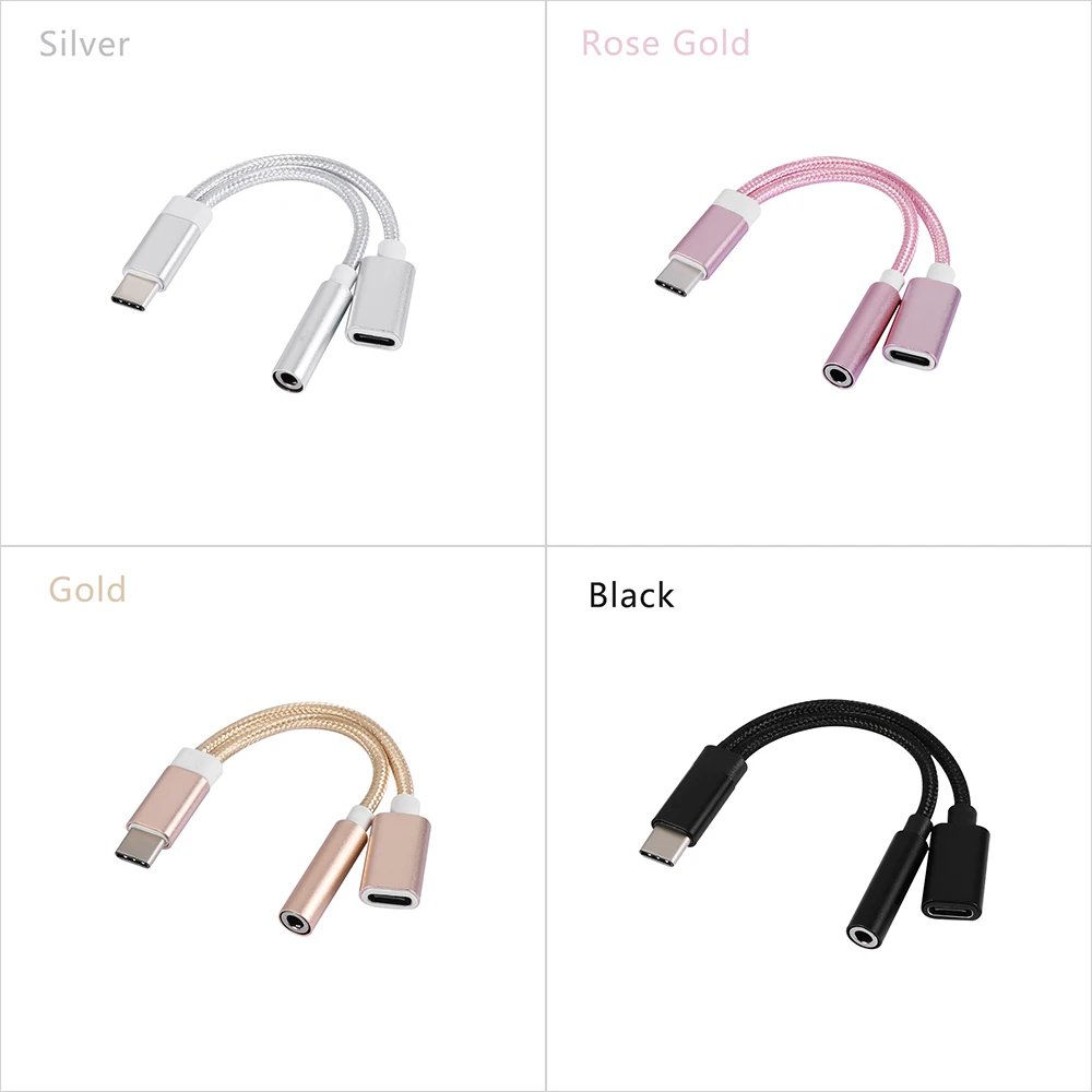 1 шт. 2 в 1 USB-C type C до 3,5 мм разъем AUX аудио сплиттер Usb кабель для зарядки адаптер для наушников Аксессуары для мобильных телефонов