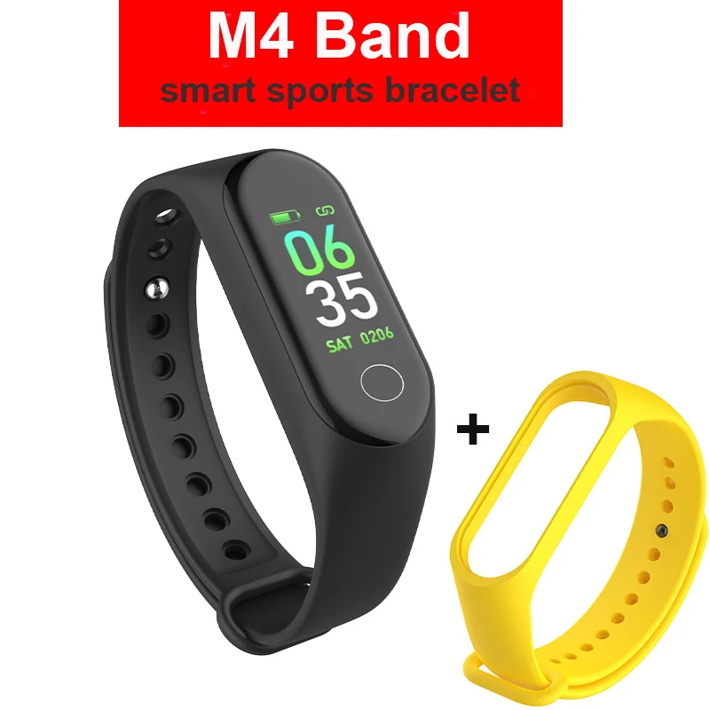 M4 M3 Смарт-часы Браслет фитнес-трекер спортивный браслет цветной экран Смарт-браслет для iPhone Xiaomi Band Watch - Цвет: M4 black yellowstrap