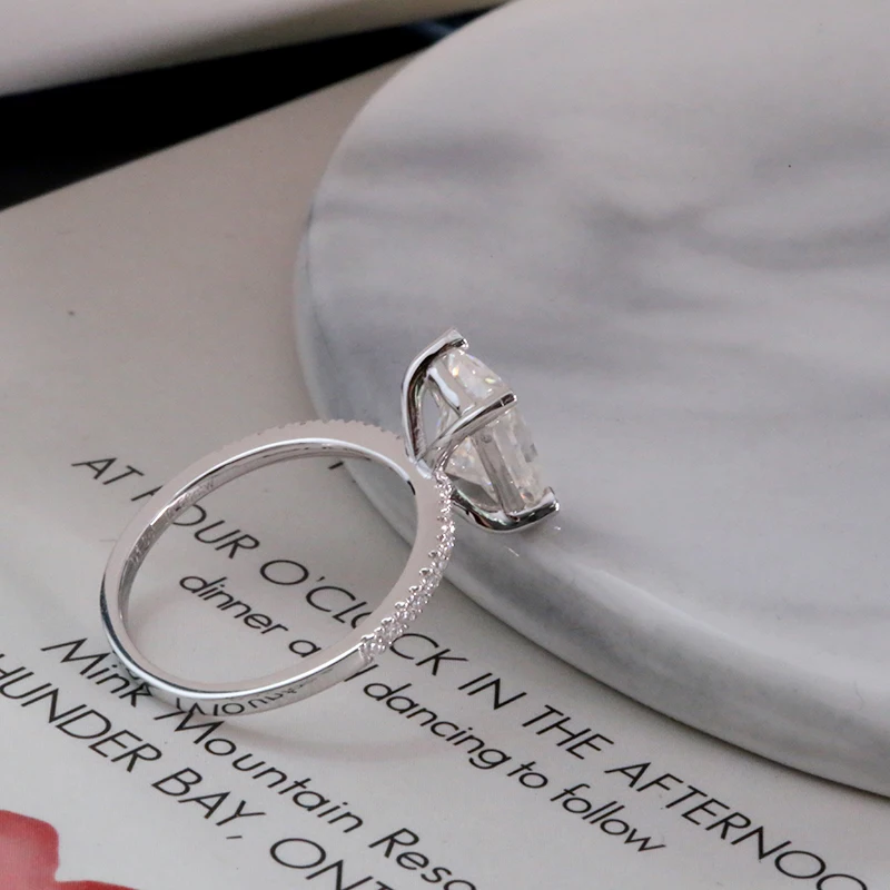 AEAW 1,0 Сияющий граненый обручальное кольцо 14K белое золото муасанит свадебное кольцо/обещающее кольцо/кольцо на головщину