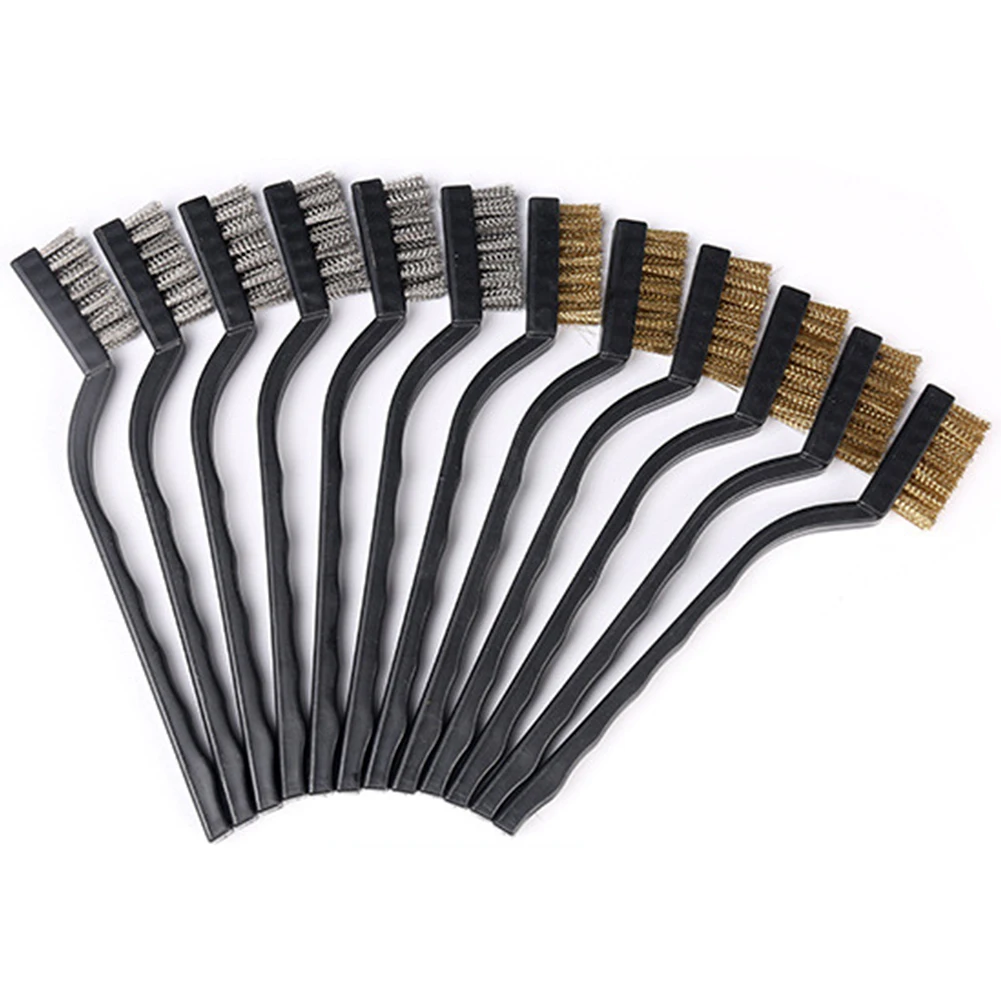 Мини-инструмент для чистки изогнутой ручкой для кладки дверей, подвесная прочная зубная щетка, проволочная щетка, набор ржавчины, промышленная Сварка царапин, шлак