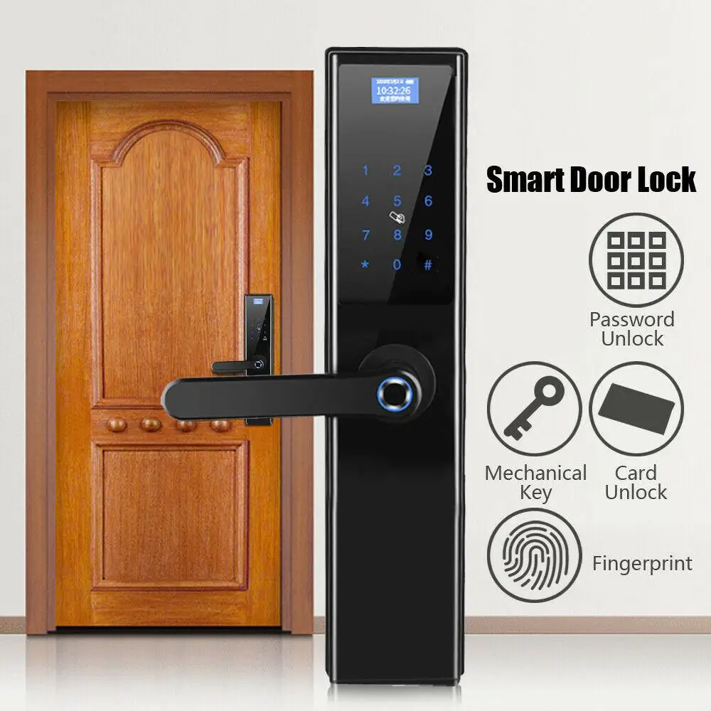 

Digital Smart Lock English Phonetic Prompts Biometric Locks Access Control Keyless LCD Screen Universal Home Security Office