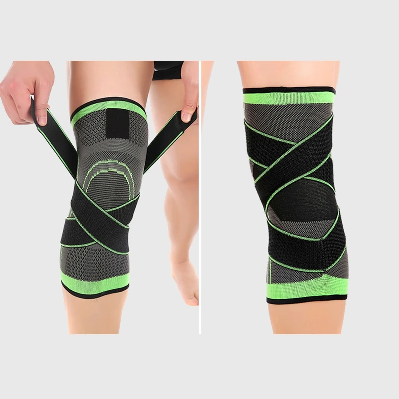 MOOL 2pcs 3D Weaving Pressurization Knee Brace Hiking Cycling Knee Support Protector Knee Pad- M& L