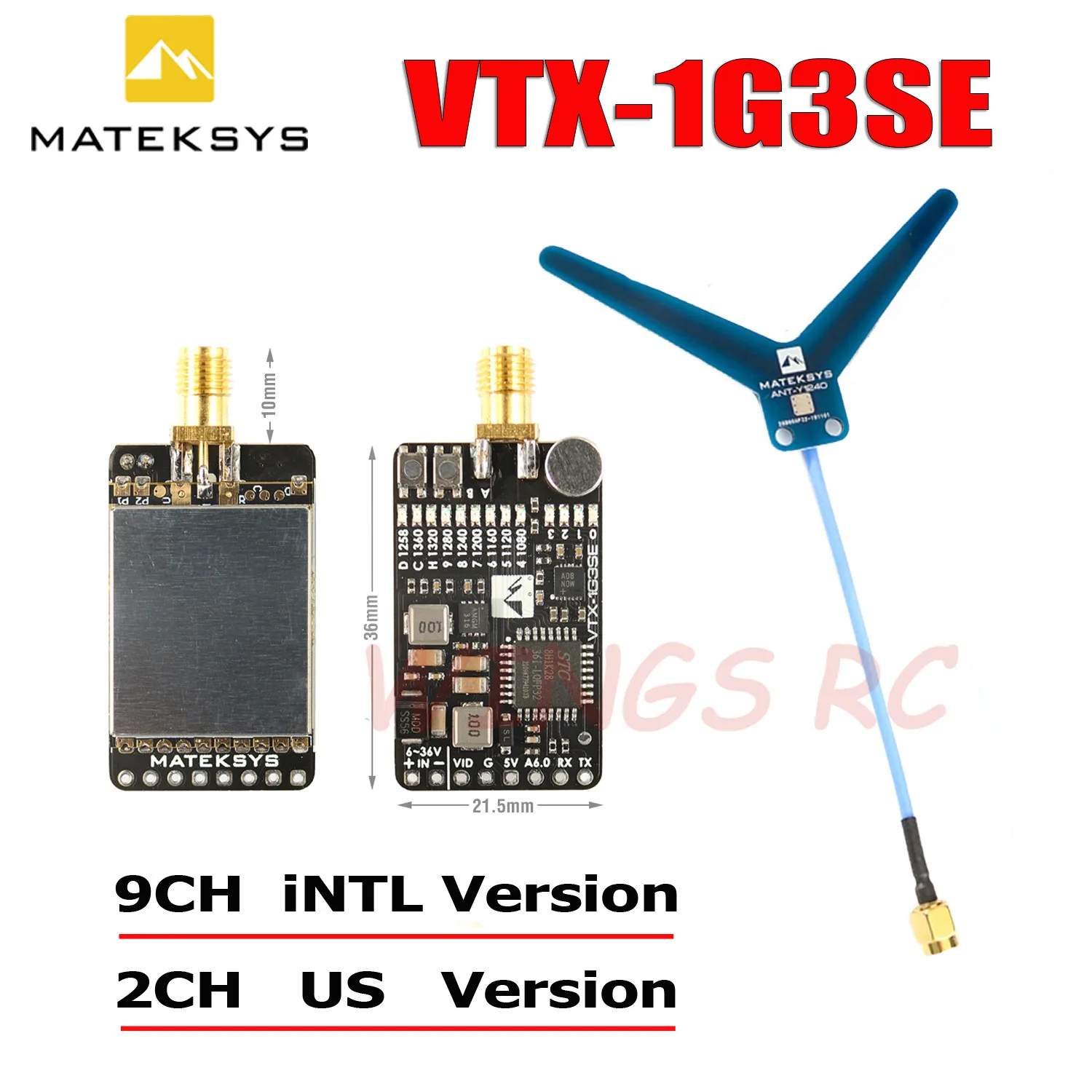 Matek System Vtx1g3se 1.2ghz 1.3ghz 2ch/9ch 0.1mw 25mw 200mw 800mw