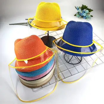 

Kid Adult Cute Kitten Ear Protective Anti Saliva Removable with Shield Straw Hat