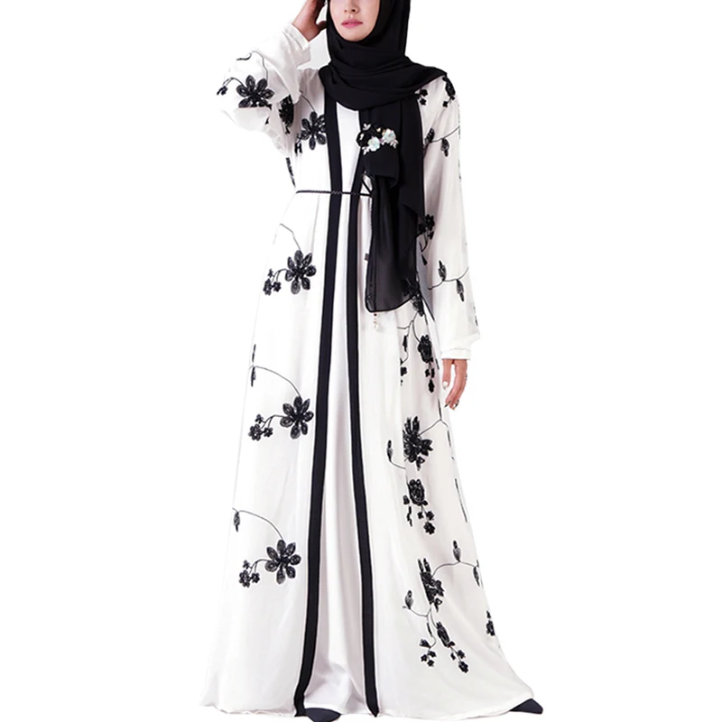 MISSJOY Abayas кимоно Вышивка женское платье Мусульманский Стиль; Ближний Восток Повседневный Кафтан Исламская одежда снаружи турецкий женский халат