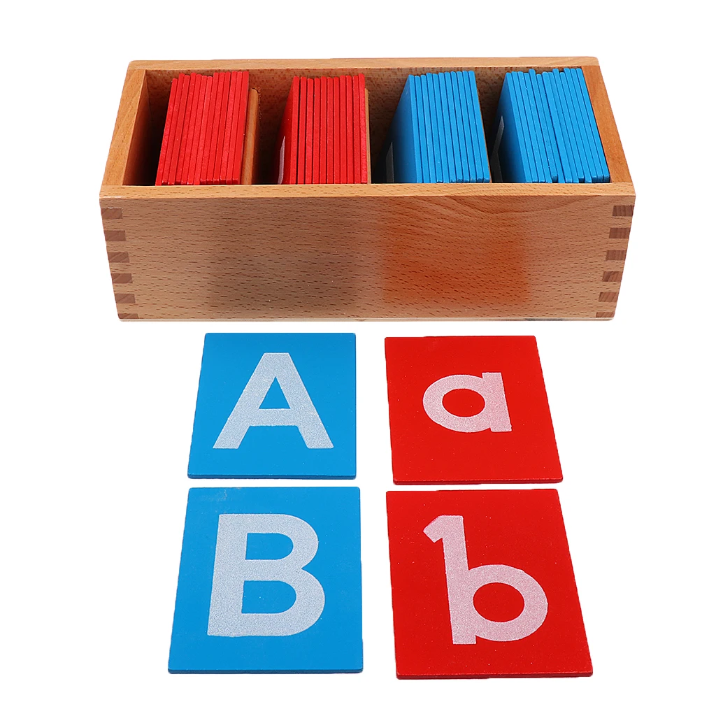 Wooden Montessori Sandpaper Alphabets Card Letter A-Z A-z Kids Education Toy