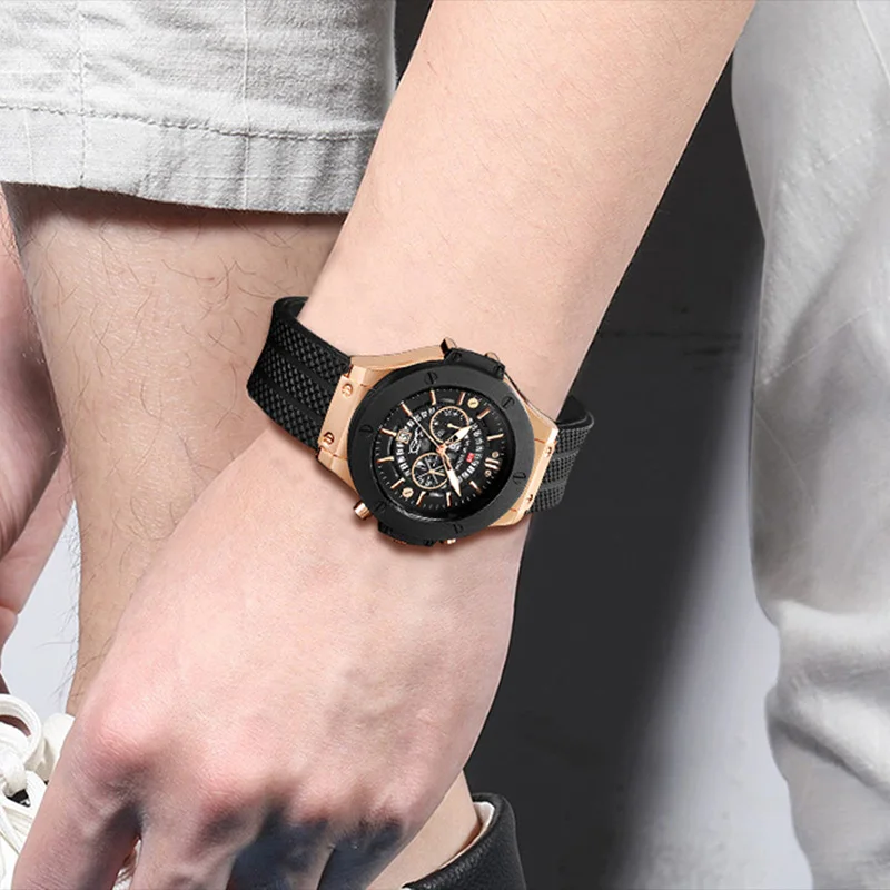 Модные Спортивные кварцевые часы мужские Уникальные водонепроницаемые наручные часы для мужчин с силиконовым ремешком большие часы лучший бренд relogio masculino