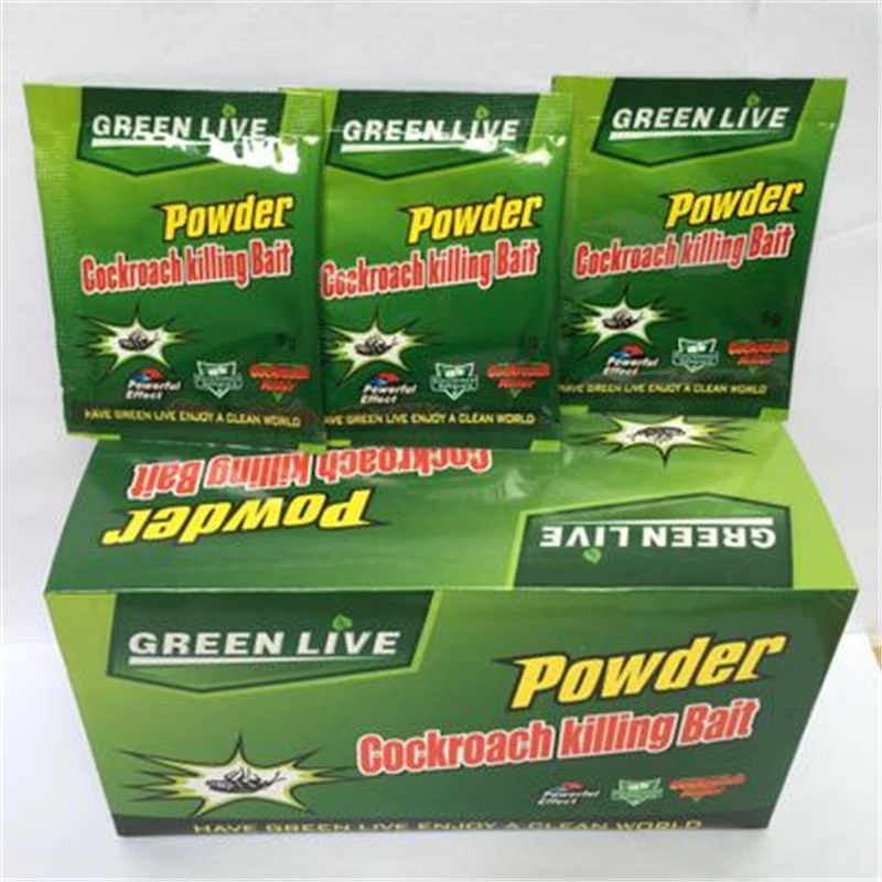 Repelente de cucarachas en polvo de hoja verde, trampa para matar plagas, efectivo, venta al por mayor, 1-50 paquetes
