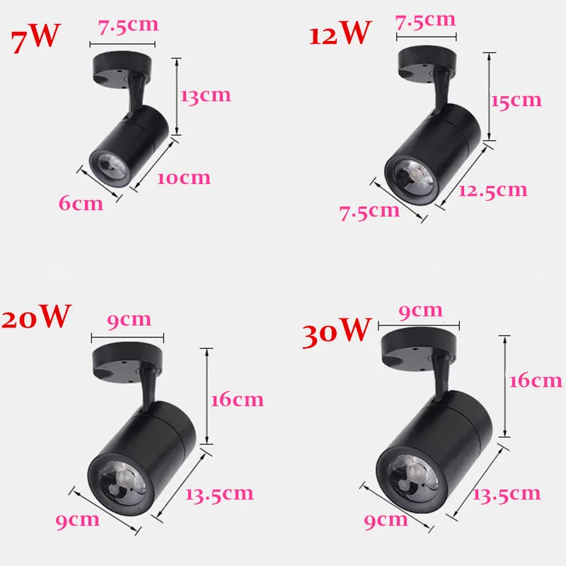 Led COB lamp LED Downlights 7w 12w 20w 30w Surface Mounted LED Ceiling Lamps Spot Light Rotation LED Down