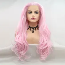 Bombshell синтетические волосы 13*3 дюймов парик фронта шнурка живой розовый объемная волна термостойкие волокна волос средний пробор для женщин парики