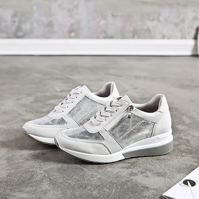 Zapatos de mujer; обувь с текстурой змеиной кожи; женские модные брендовые кроссовки с перекрестной шнуровкой; chaussure; сезон осень; Новинка; женская обувь