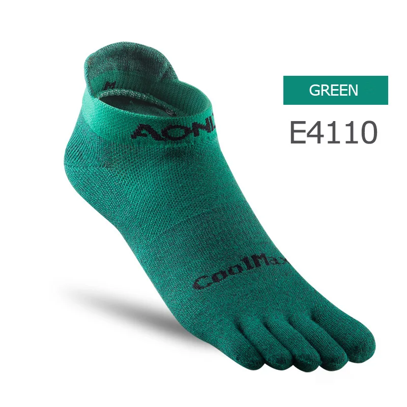 E4110 Green AONIJIE одна пара легких носков с низким вырезом, спортивные носки, носки с пятью носками, бег босиком, обувь, марафон, гонки - Цвет: E4110 Green