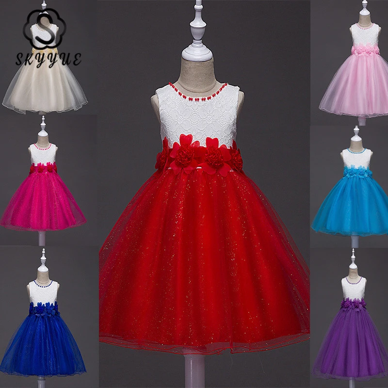 white burgundy flower girl dress