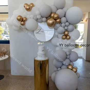 

New Year DIY Balloon Arch Chain Wedding Balloons Arch Garland Kit Metal Gold and White Gray Birthday Party Arco Globo Decoration