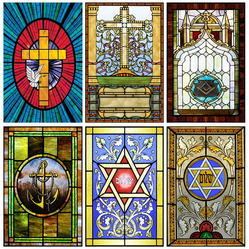 Window Film Frosted Religious Stained Glass Films Customized Crosses Dove Static Cling Church Pattern For Office Home Decor Decorative Films Aliexpress
