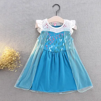 

Disney Kids Dresses for Girls Princess Dress Christmas Halloween Children's Clothing Elegant Frozen Floral Print Cartoon 8868