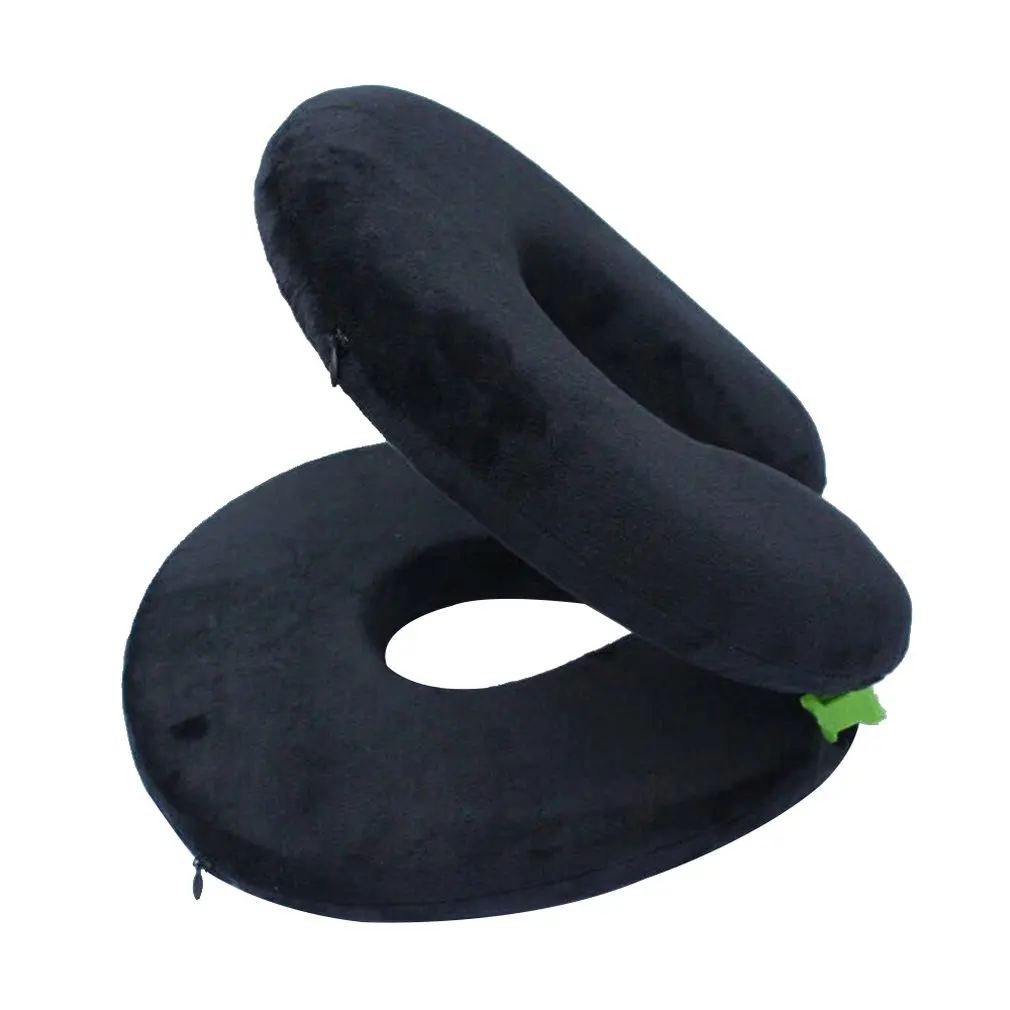 Multi-Function Folding U-Shape Travel Pillow for Airplane Inflatable Neck Pillow 4Colors Comfortable Pillows for Sleep Textile - Цвет: black