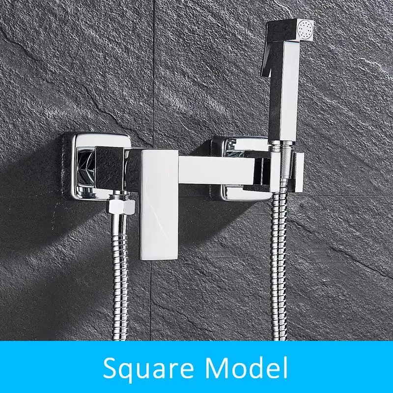 vidric wall mount bidet faucets brass bathroom shower tap bidet toilet sprayer washer tap mixers muslim shower ducha higienica - Цвет: Square Model
