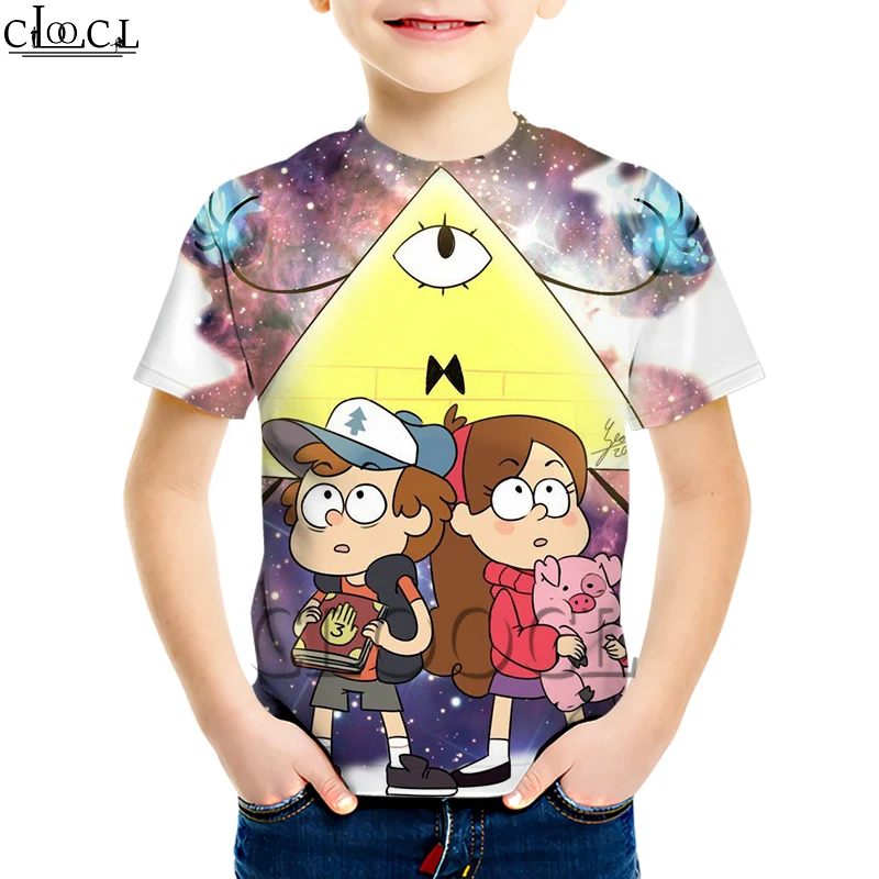 Kids T shirt 0 Детские футболки с рисунком из аниме «Гравити Фолз»; Креативная одежда с 3D принтом для мальчиков и девочек; толстовка с короткими рукавами; повседневные топы для детей - Цвет: Kids T shirt 0